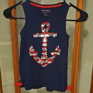 Tommy Bahama Kids Blue Tank Top with Red and Silver Sequin Anchor